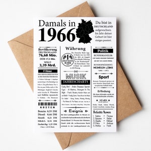 Postkarte 1966 Jahreszahl | 59. Geburtstag | Retro Zeitungsartikel | Geburtstagskarte Einladung, Geschenk, Jubiläum | Party Dekoration