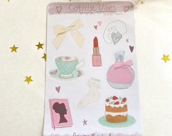 Coquette Aesthetic Sticker Sheet | Matte Bullet Journal Stickers  | Journaling  | Planner Stickers | Bujo Decor | Girly Stickers