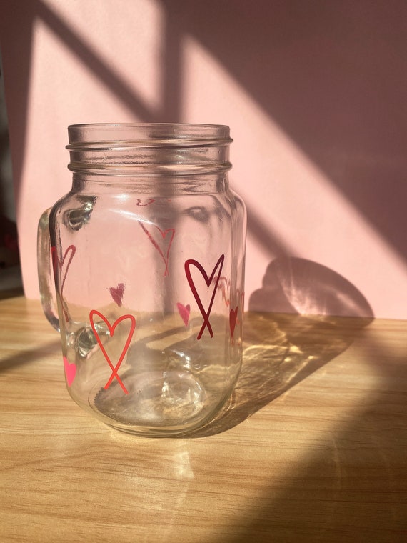 Heart Bomb Mason Jar Mug Gifts for Her Instagram Aesthetic Cute Kawaii  Girly 