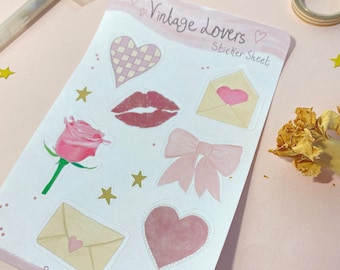 Vintage Lovers Sticker Sheet | Matte Bullet Journal Stickers  | Journal | Coquette Aesthetic | Planner Stickers | Bujo Decor