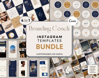 Canva Bundle Social Media Templates for Branding Coach, Instagram Templates content, Marketing Strategy