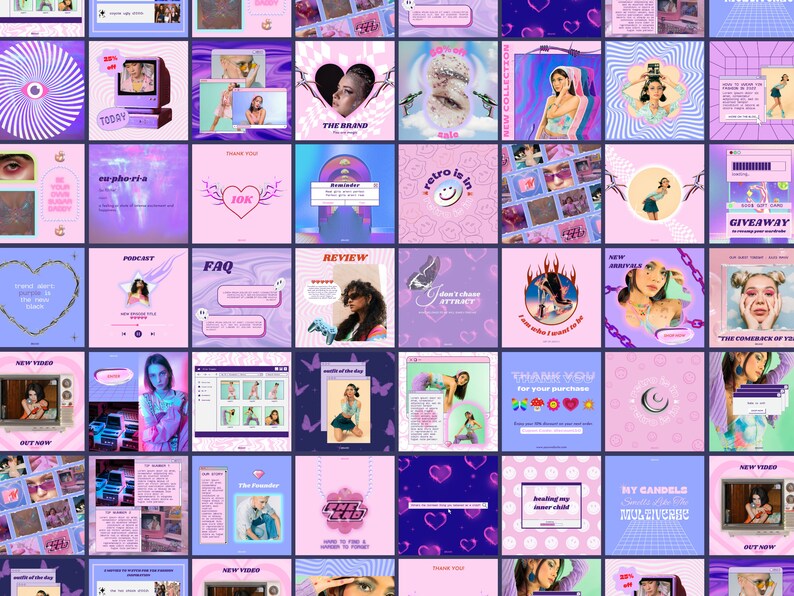 Y2K Instagram Templates: Retro Futurism Social Media (Canva) image 4