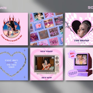 Y2K Instagram Templates: Retro Futurism Social Media (Canva) image 1