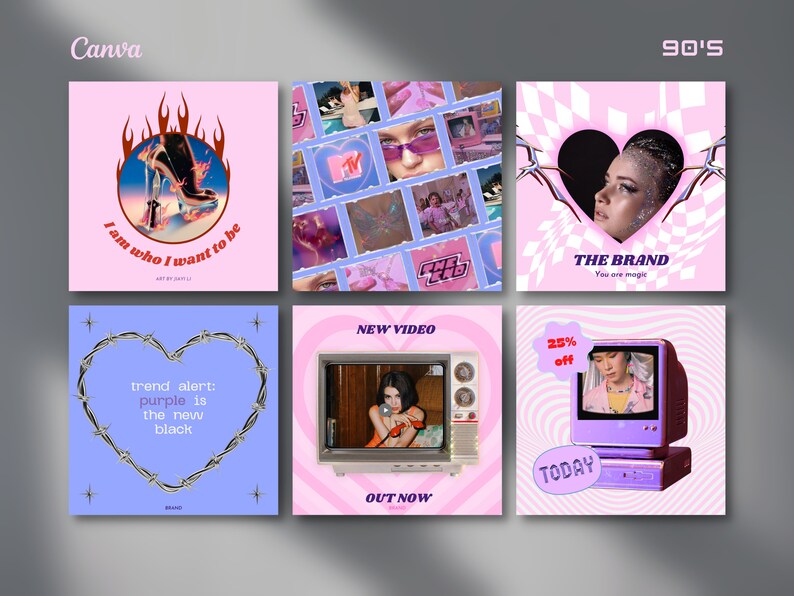 Y2K Instagram Templates: Retro Futurism Social Media (Canva) image 1