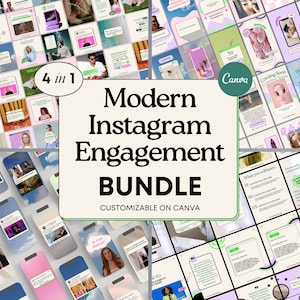 Modern Instagram Template Bundle, Canva Templates for Instagram Engagement - Story, Post, Carousel, Memes, GIFs for Coach, Business - Canva