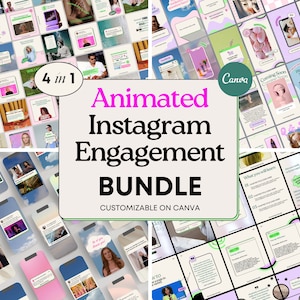 Animated Instagram Template Bundle, Social media templates for Instagram Engagement - Story, Post, Carousel, Memes, GIFs for Coach, Business