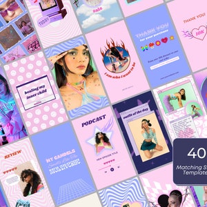 Y2K Instagram Templates: Retro Futurism Social Media (Canva) image 5