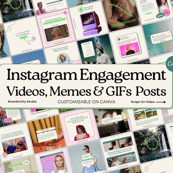 Instagram Engagement Template | Feed posts, quotes, video, GIFs, memes instagram templates for Coaches,Small Businesses on social media