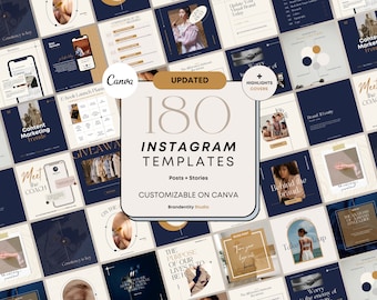 180 Instagram Templates | Branding Social Media Templates | Coach Canva Templates | Instagram Post and Story Template | Coaching templates