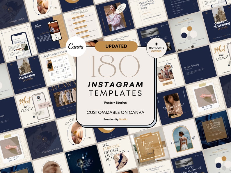 180 Instagram Templates  Branding Social Media Templates  image 1