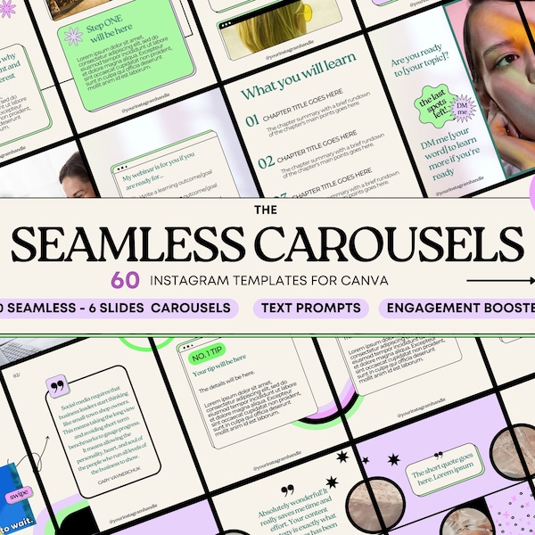 Modèles de carrousel Instagram, Modèles de médias sociaux pour les entraîneurs, Engagement Instagram, Messages de carrousel Canva, Carrousels sans couture