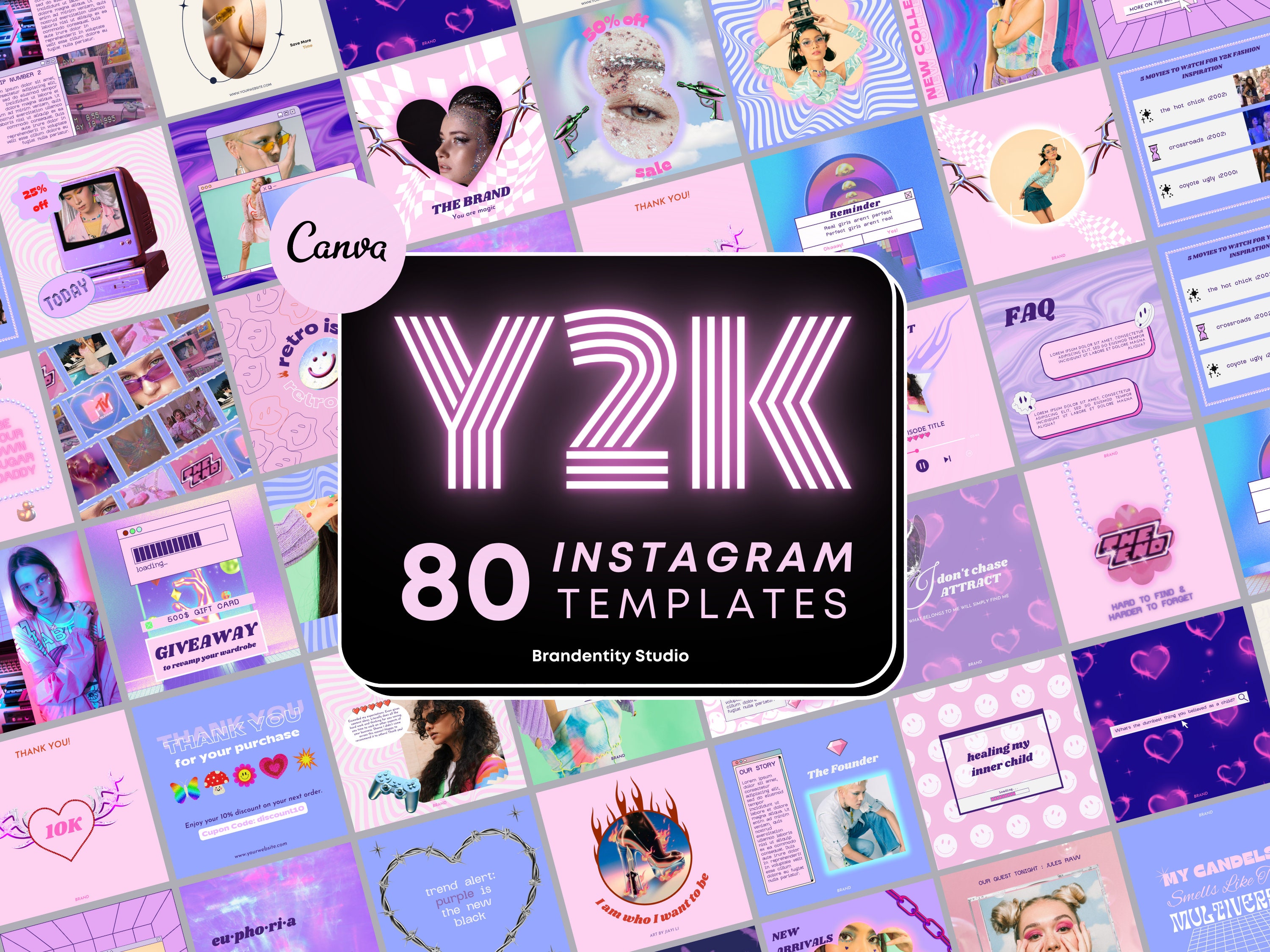 Y2K Instagram Post and Story Template for Small Businesses Social Media  Marketing Templates Canva Templates Purple Instagram Branding -  Canada