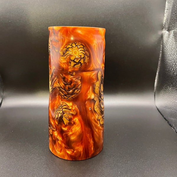 Resin and pine cone vase