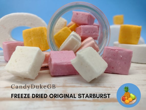 UK Freeze Dried Hard Crunchy Original Fruit Square Sweets. Vegan, Halal Friendly Candy UK. Retro Opal Fruits Candy with a Futuristic Twist.