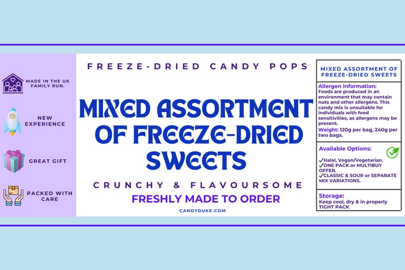 Mixed Assortment of Freeze-Dried Sweets UK. Big Bags 23X16X8CM. Multibuy Offer Available. Valentine's Gift. Birthday Present. zdjęcie 9