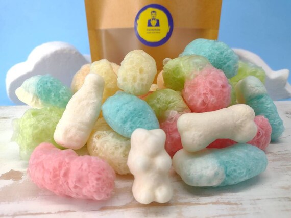 UK Freeze Dried Gummy Candy Mix Bag - Assorted Airy Crunchy Sweets.Variety Sample Taster Bag. Crispy Candy Samples Mystery. Birthday Gift.