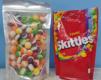 UK Freeze-Dried Skittles. ORIGINAL. Assorted Flavours available. Great Crunchy alternative to a traditional chewy sweets. Vegan.