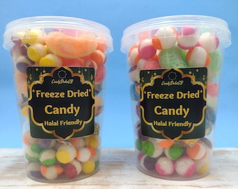 ASSORTMENT of Freeze-Dried Candy Mix UK in Tubes H135mmxW90mm. HALAL Friendly Crunchy Candy Mix. Birthday Gift. Eid Mubarak 2024. Ramadan