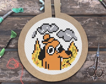 Dit is een fijn meme-kruissteekpatroon pdf-download, grappige hond kruissteek, digitaal borduurpatroon