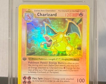 1999 Pokémon Charizard Holo IPSA 10 Proxy Display Card – Vintage Art Reprint