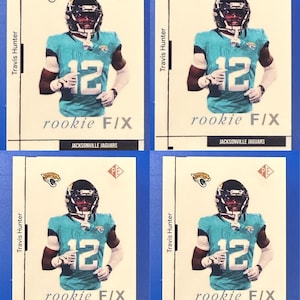 4 cartes de recrue Travis Hunter Prospect Edge ! Vous obtenez 4 cartes ! Uniforme des Jaguars !