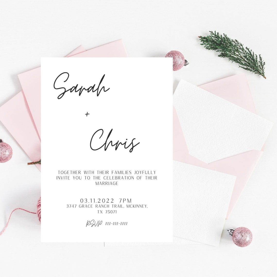 Minimalist Wedding Invitation Template INSTANT DOWNLOAD Etsy