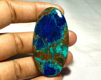 High Quality Shattuckite cabochon natural shattuckite gemstone oval shape for jewelry making (66X28X5 mm Cts 87.15 code SB- 749