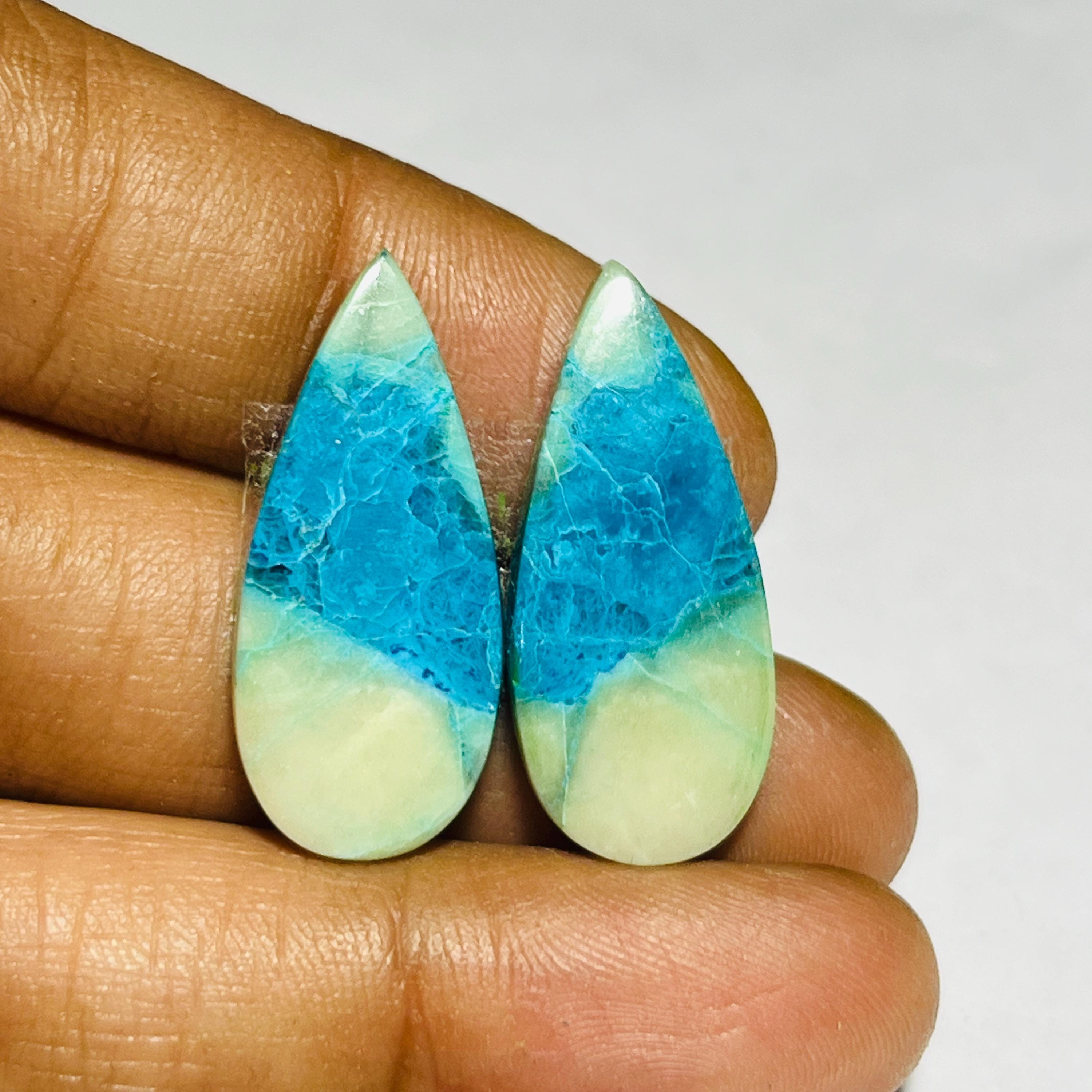 Natural Shattuckite Gemstone Shattuckite Cabochons Flat Back Loose Shattuckite Crystal Designer Shattuckite (28X12Xmm Cts 25 code AB-429
