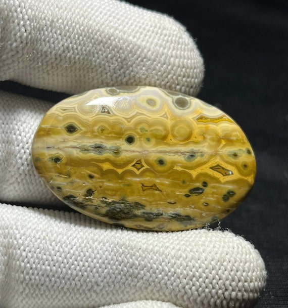 Natural Ocean Jasper Cabochon, Oval Gemstone (41x27x5 mm)