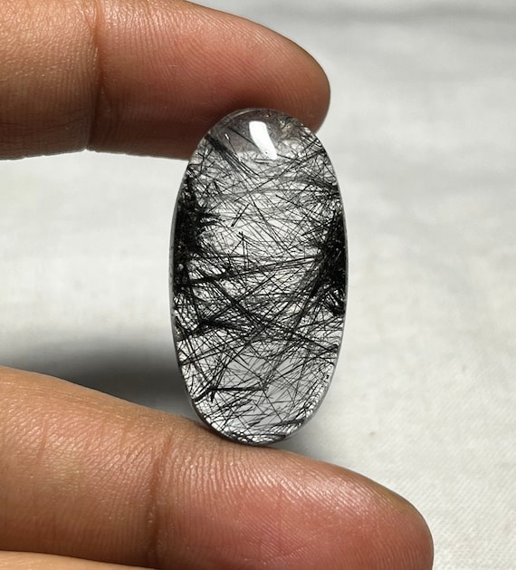 Cts Top Grade Quality Black Rutile Quartz Gemstone (32x17x5