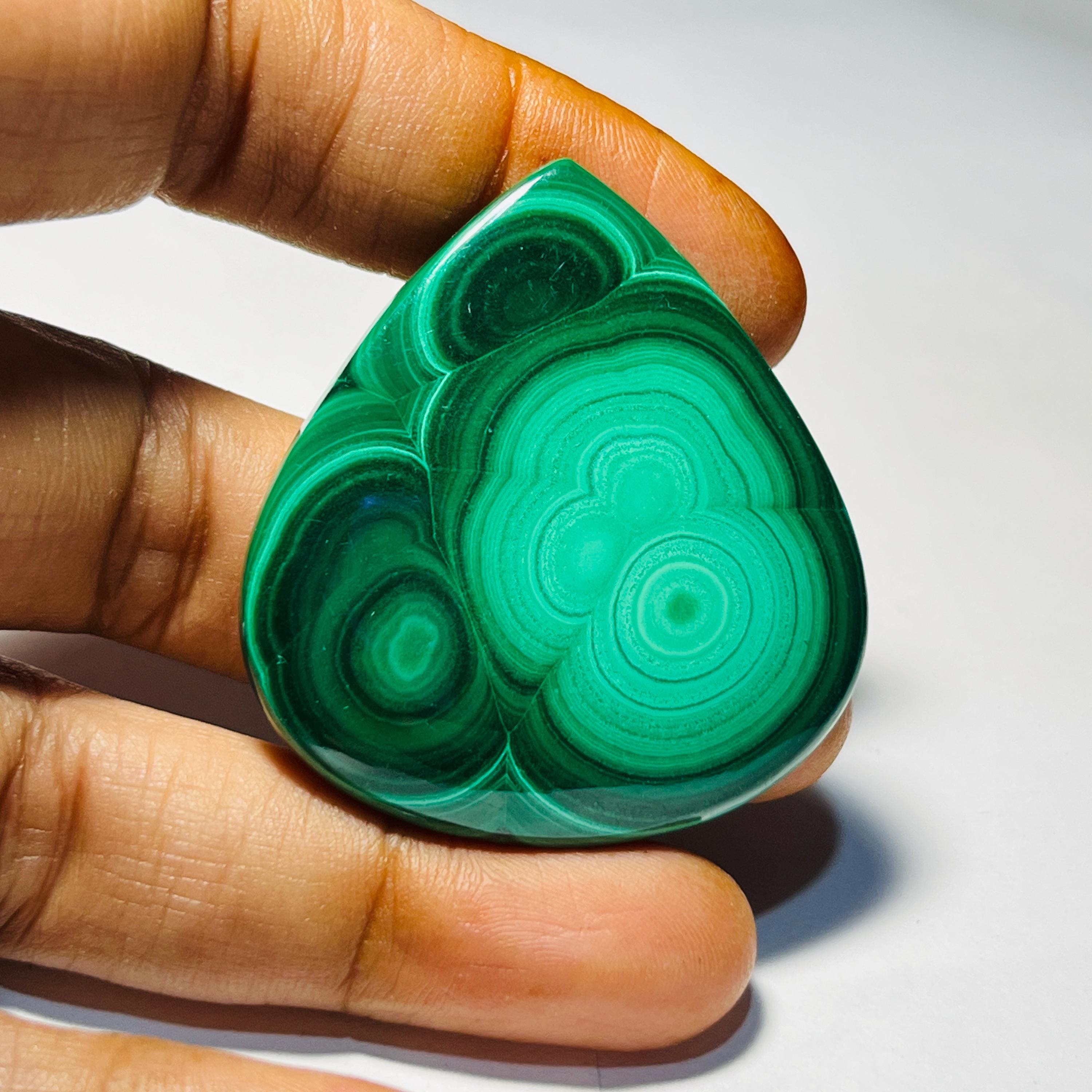 Malachite Gemstone, Natural Malachite Cabochon, Loose Gemstone For Jewelry Making, (45X41X5 mm 111.45 CTS Code AB-356