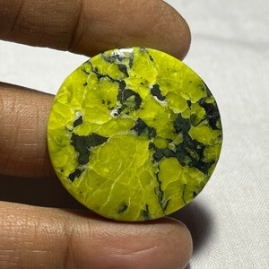 AAA+ Lizardit ädelsten cabochon, rund lös sten (34x34x5 mm, 58.60 Cts)