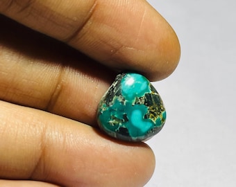 9.30 Cts Green Tibetan Turquoise Cabochon, Natural Gemstone (15x16x6mm)