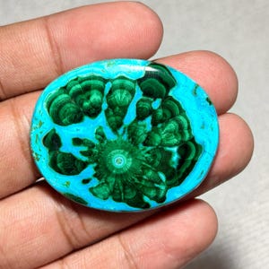 Naturlig Chrysocolla Malakit Cabochon Ädelsten | Grönblå Polerad Sten för Smyckestillverkning
