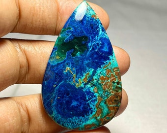 High Quality Shattuckite cabochon natural shattuckite gemstone pear shape for jewelry making (53X33X5 mm Cts 94.90 code SB- 752
