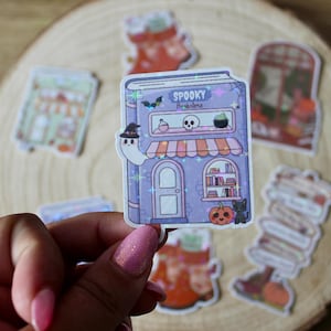 Autumn Spooky Bookish Sticker | Cosy Fall Vinyl Stickers for Readers & Planners | Book Gift