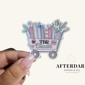 TBR Cart Sticker | Bookish Vinyl Sticker | Reader Gift | Cute Book Decal