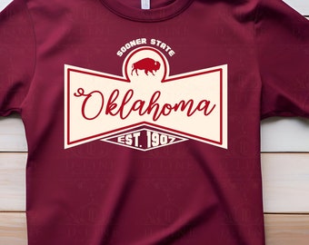 Oklahoma Instant Digital Download. T-Shirt Design, Sublimation, DTF, White Toner, PNG SVG, Easy Cut File, Eat 1907, Oklahoma Buffalo