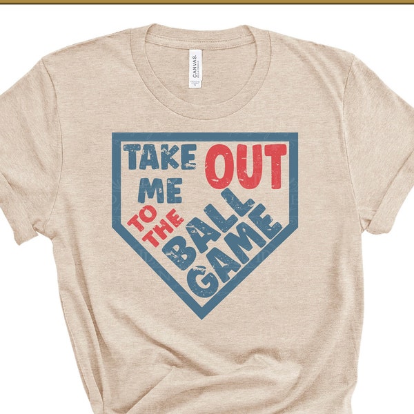 Take Me Out To The Ball Game. Instant Digital Download. Baseball Shirt Design, Sublimation, SVG, PNG, Cut File, Solid & Distressed Grunge