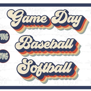 Retro Baseball, Retro Game Day, Retro Softball, Bundle, Instant Digital Download, SVG, PNG