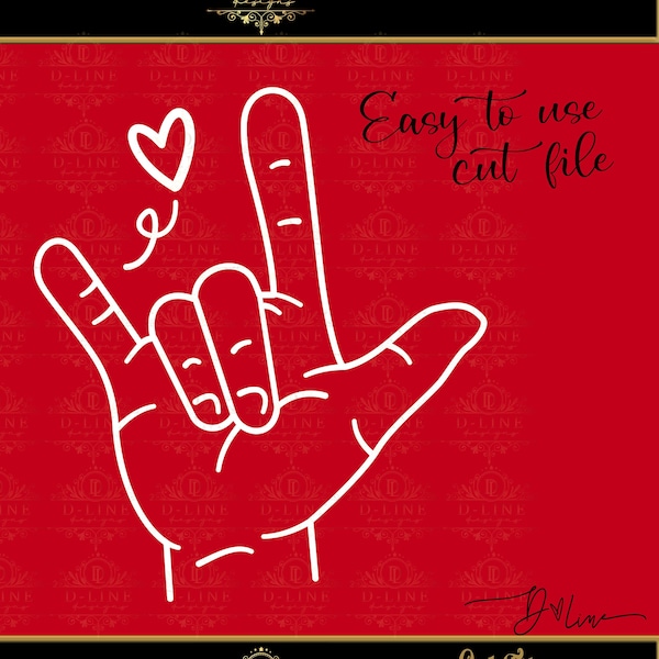 I love you hand symbol, ILY, Sign Language. Love PNG, SVG. ily design cricut, silhouette, easy to use cut file. Valentines Day, Day of Love