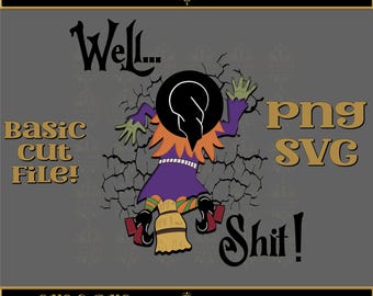 Witch Crash, Well Shit, Halloween Witch oh Crap SVG PNG Sublimation, Funny Witch Wreck Shirt Design, Simple Easy Cut File. Adult Humor