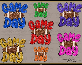 Game Day Sequin Glitter Football PNG.  Cute Football Cheer Mom, Gift for her, Cheer Shirt, Football Shirt, Gold Out, Pink Out Shirt Design.