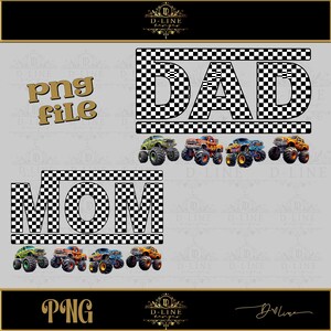 Mama Monster Truck Racing PNG Trending Shirt Design, Checkered Boy Design,, Birthday Shirt design, Mom, Dad, Mini Me, Momma Instant download image 2