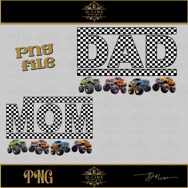 Mama Monster Truck Racing PNG Trending Shirt Design, Checkered Boy Design,, Birthday Shirt design, Mom, Dad, Mini Me, Momma Instant download image 2