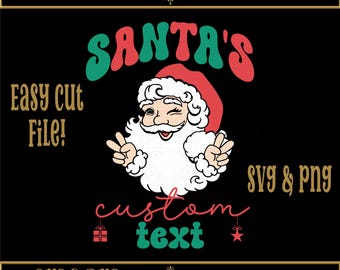 Santas Favorite Nurse, Nana, Custom Text. Work Design. Peace Santa. SVG PNG. Christmas Shirt, Group Shirt Design, Nanny, Grandma. Fun Santa