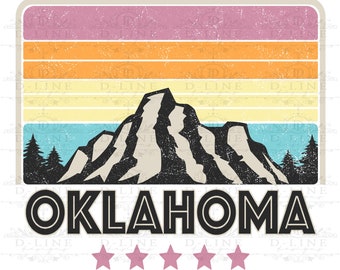 Oklahoma Instant Digital Download. Mountains, Camping Shirt, T-Shirt Design, Sublimation, DTF, White Toner PNG