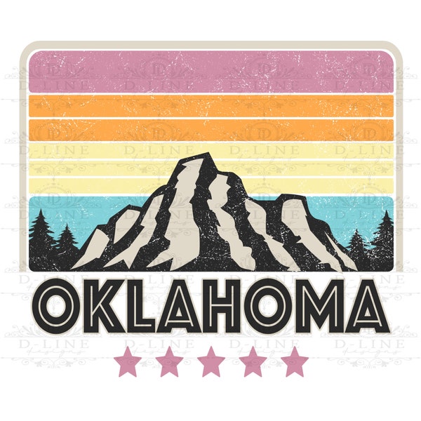 Oklahoma Instant Digital Download. Mountains, Camping Shirt, T-Shirt Design, Sublimation, DTF, White Toner PNG