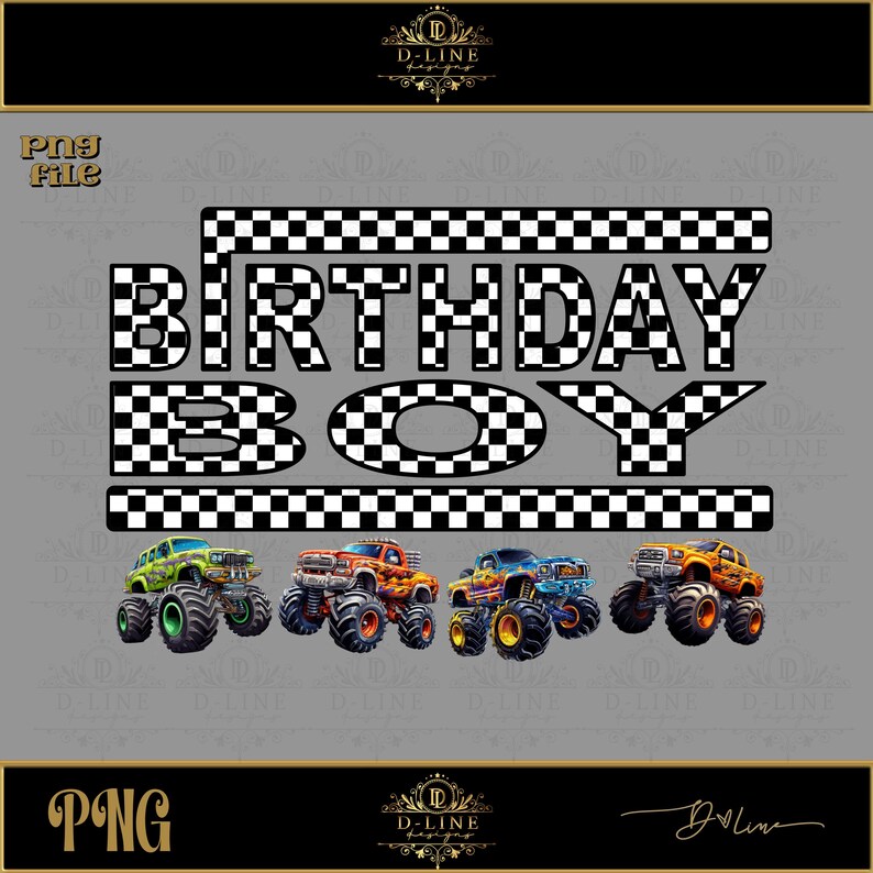Mama Monster Truck Racing PNG Trending Shirt Design, Checkered Boy Design,, Birthday Shirt design, Mom, Dad, Mini Me, Momma Instant download image 8