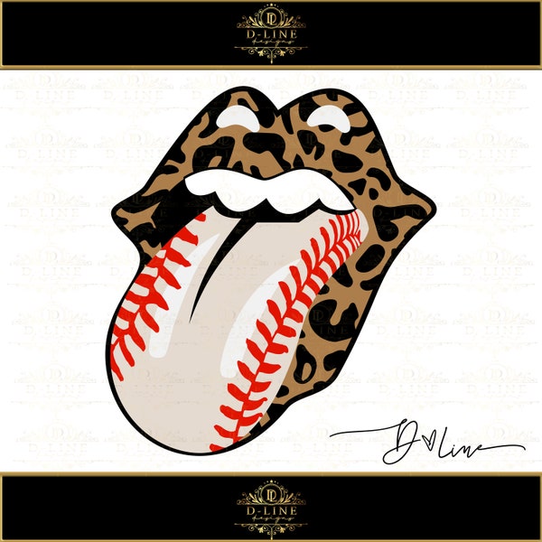 Tongue Out Leopard Baseball PNG & SVG Design. Easy to use Cut File. Baseball. Softball. Sublimation Instant Digital Download Summer Graphic.